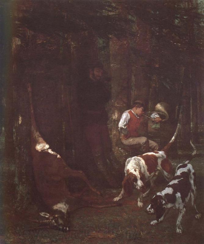Gustave Courbet Gundog and deer Spain oil painting art